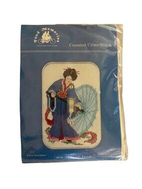 Fond Memories Cross Stitch Kit SP59 Acrylic Switchplate Geisha With Parasol 18ct